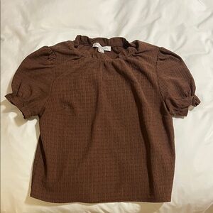 Chic Brown Ruffled Women's Blouse